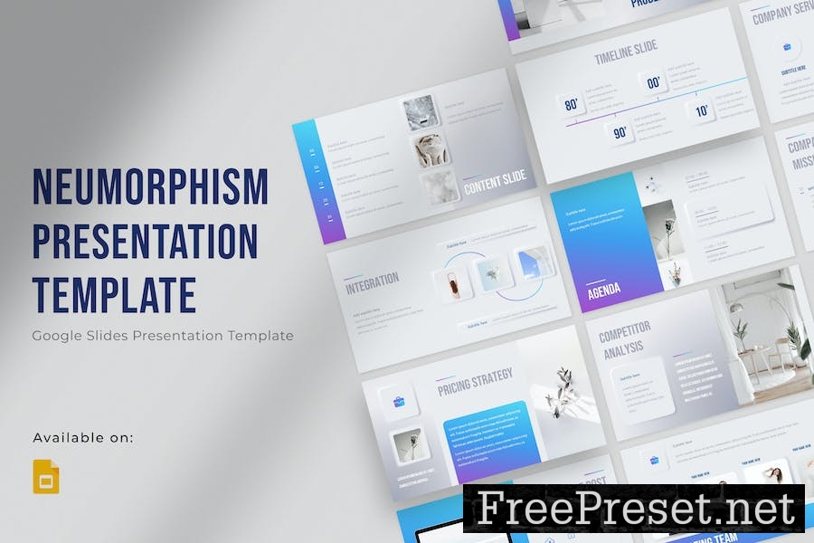 Neumorphism Google Slides Presentation Template 9SNV7P3