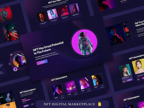 NFT Digital Marketplace Google Slides Template EHKSVDC