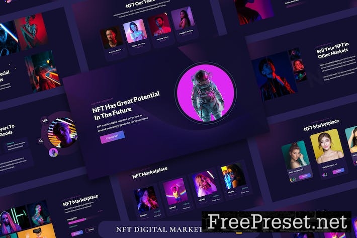 NFT Digital Marketplace Google Slides Template EHKSVDC