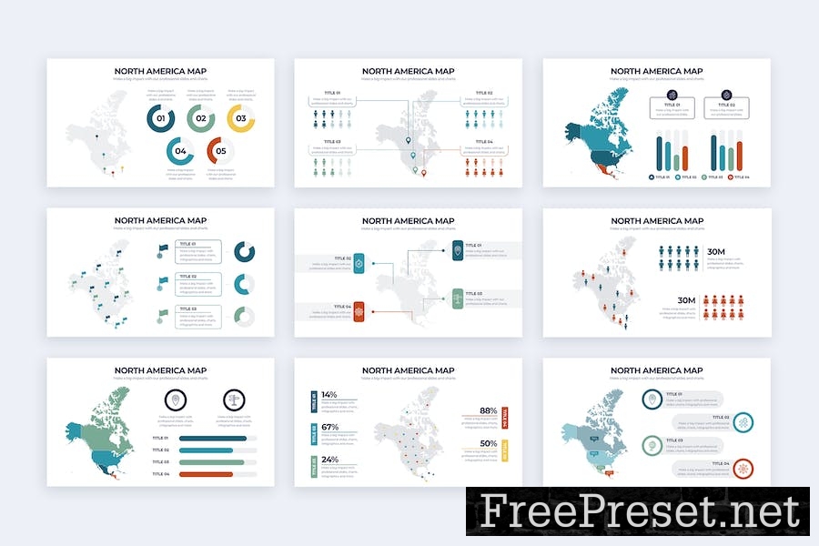 North America Map Google Slides Infographics KD2XSBG