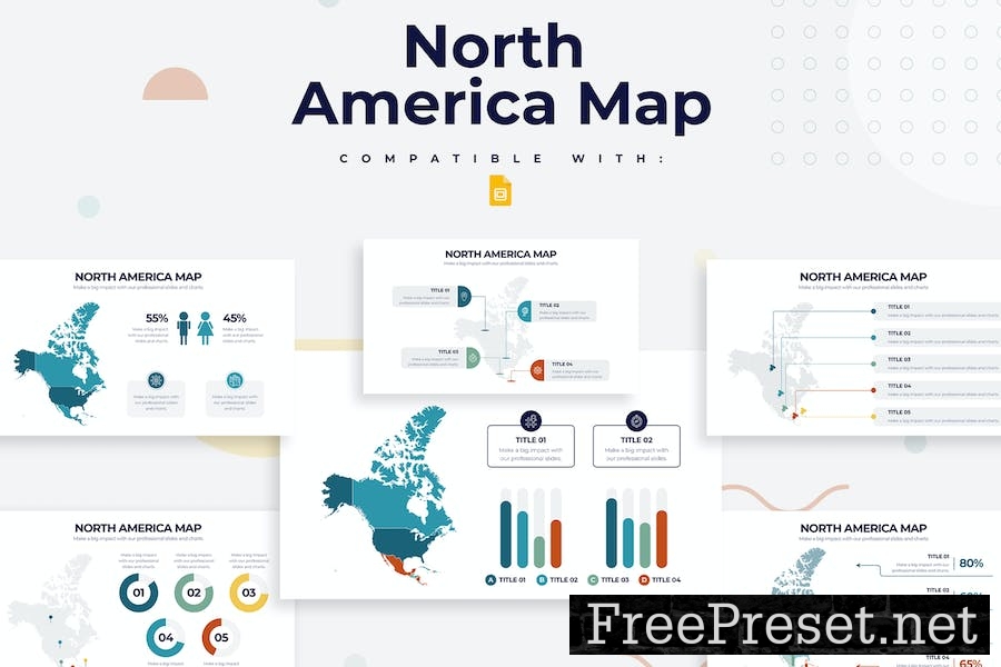 North America Map Google Slides Infographics KD2XSBG