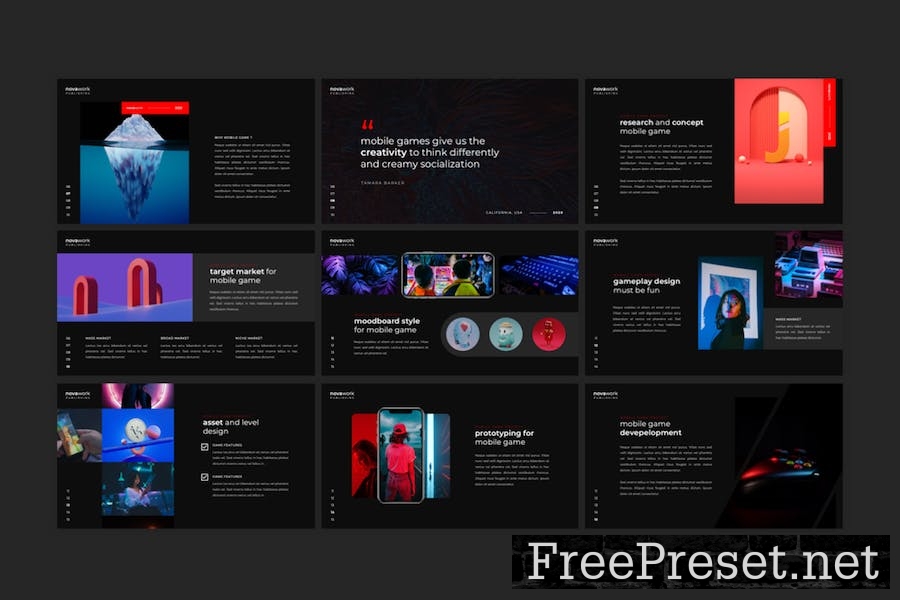 Novawork - Mobile Game Google Slides Template 8CTPP8T