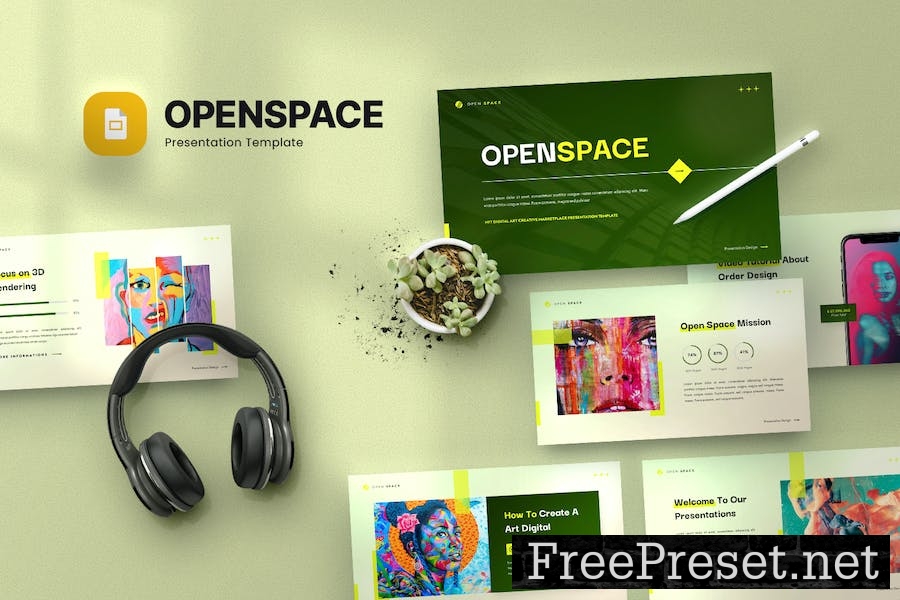 Open Space - NFT Digital Art Google Slide Template KC4QL6C