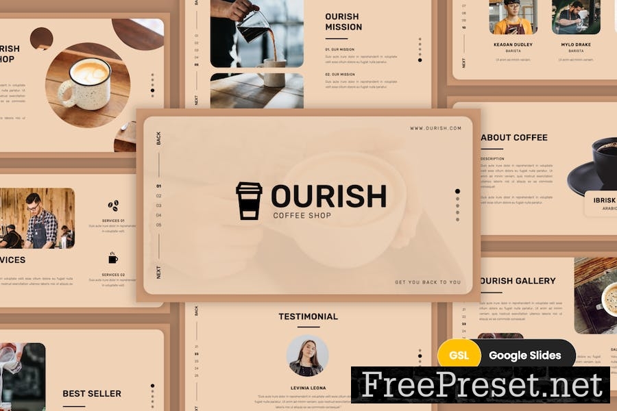 Ourish - Coffe Shop Google Slides Template MCBJNHM