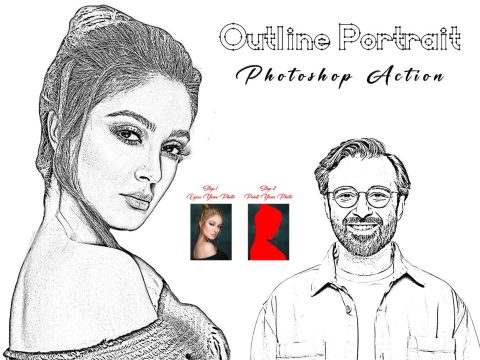 Outline Portrait Photoshop Action 10308853