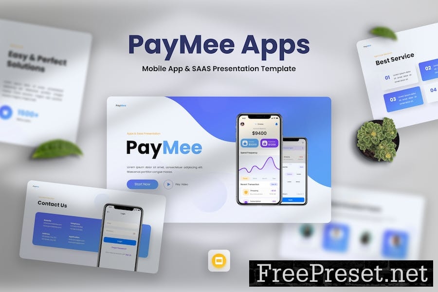 Paymee - Mobile App & SAAS Googleslide Template 7U9NGNH