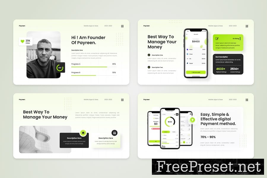 Payreen - Mobile App & SAAS Googleslide Template