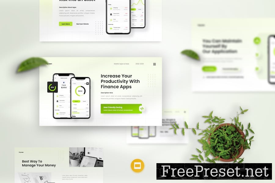 Payreen - Mobile App & SAAS Googleslide Template
