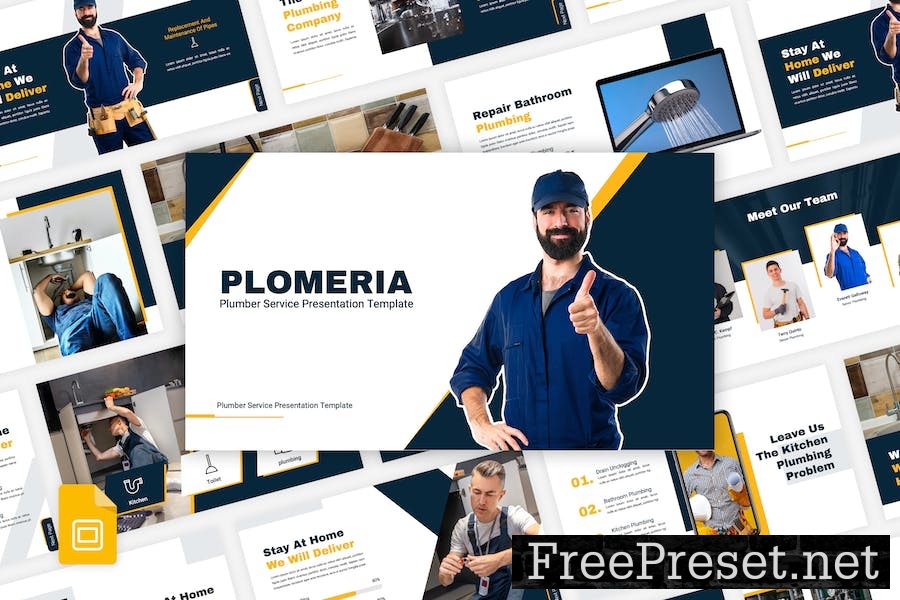 Plomeria - Plumber Service Google Slides Template TATPJL7