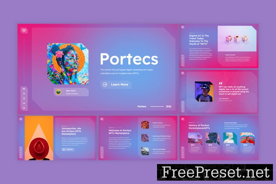 Portecs - NFT Marketplace Google Slides Template NR55PXS