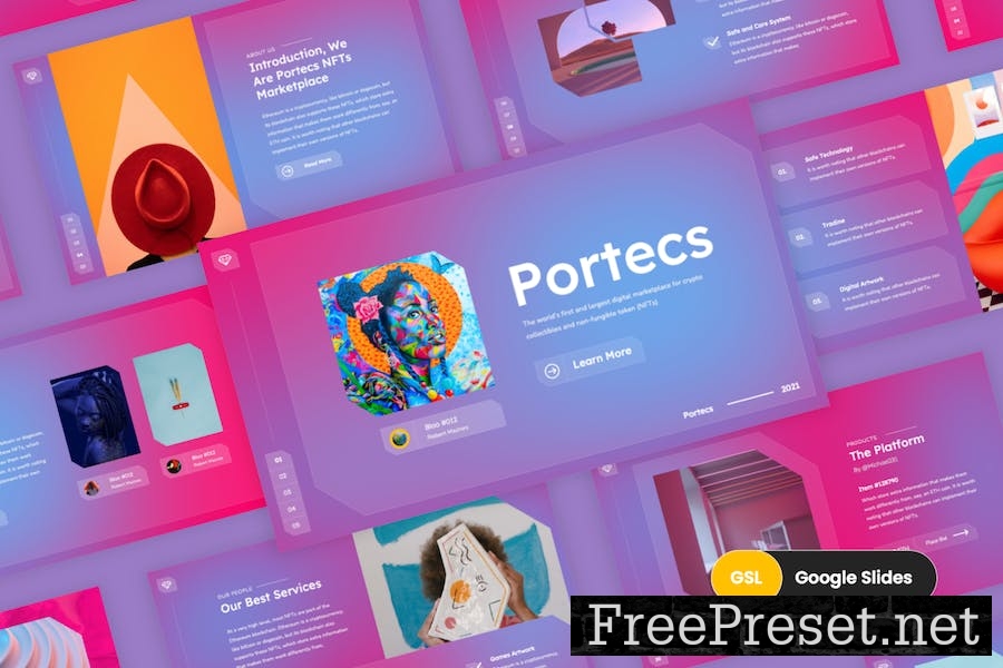 Portecs - NFT Marketplace Google Slides Template NR55PXS