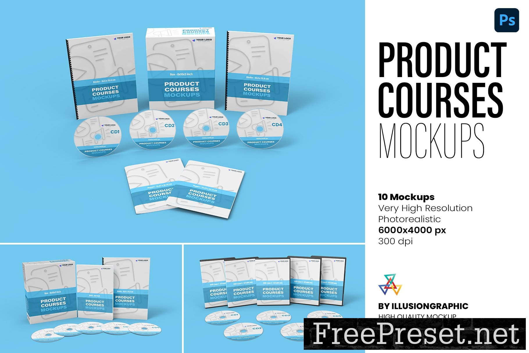 Product Courses Mockups - 10 views 7498863