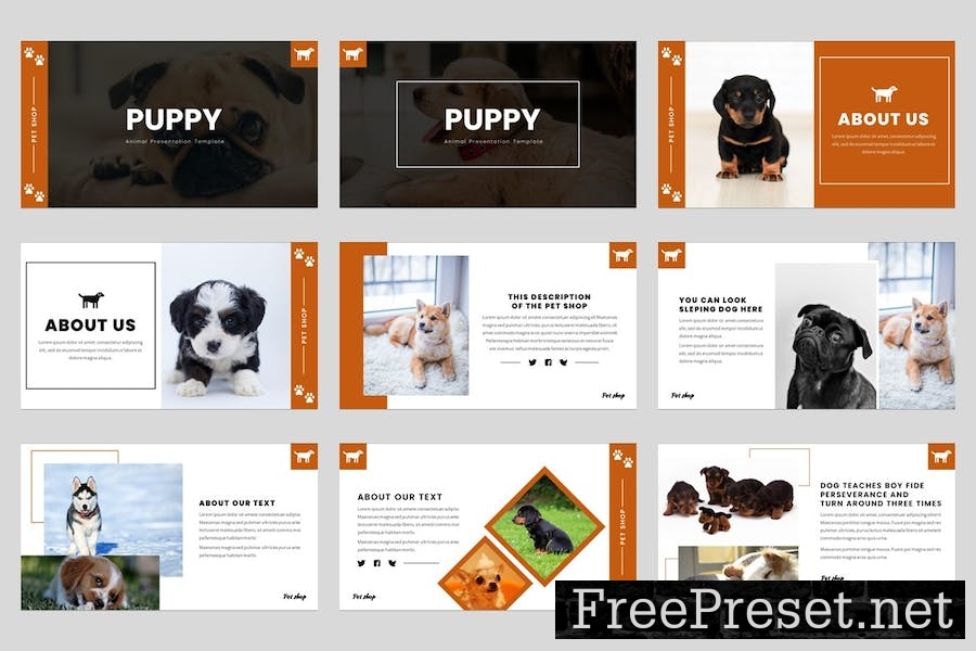 Puppy - Pet Shop Googlge Slides Template MPZ48E9