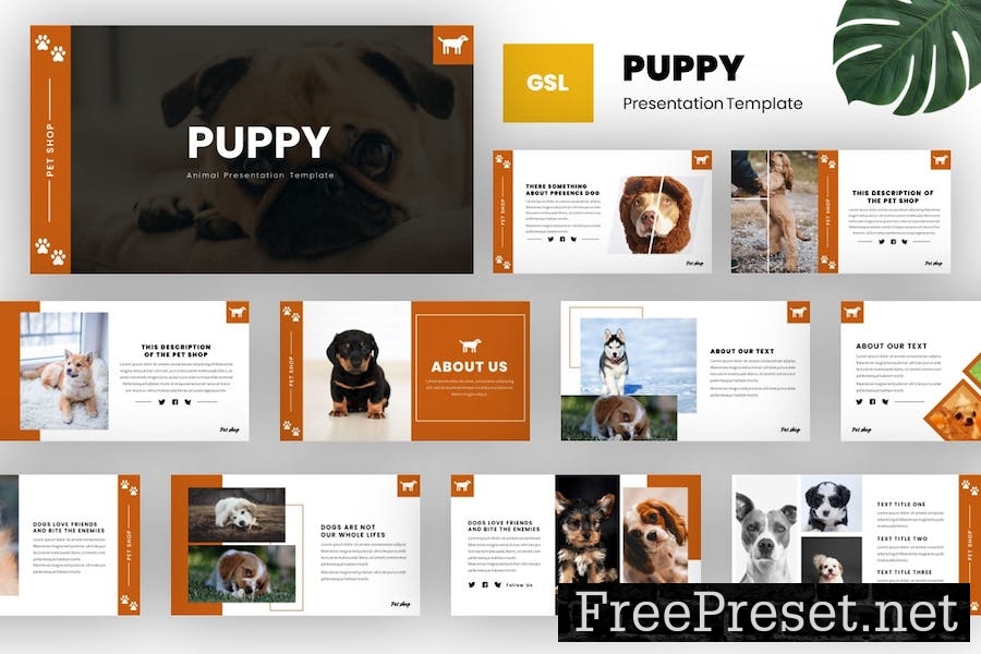 Puppy - Pet Shop Googlge Slides Template MPZ48E9