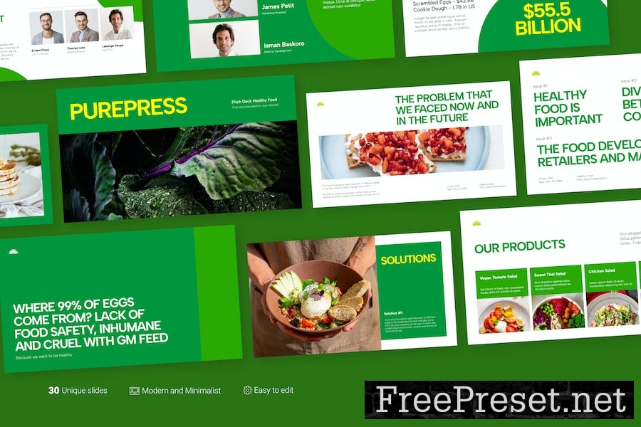 Purepress Green Minimalist Food Pitch Deck GSL JFV4U7M