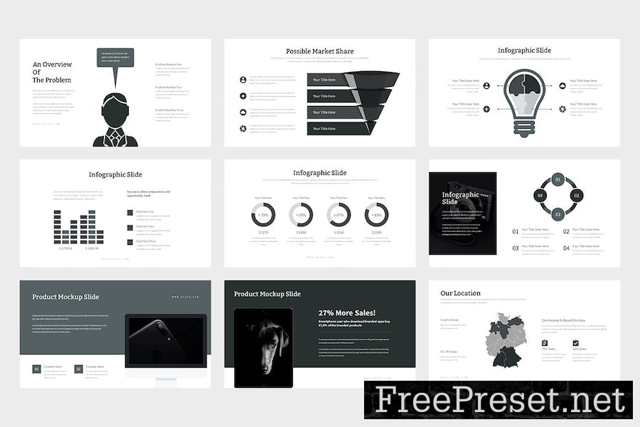 Qyzoa : Pitch Deck Black Google Slides Template E3NTSU3