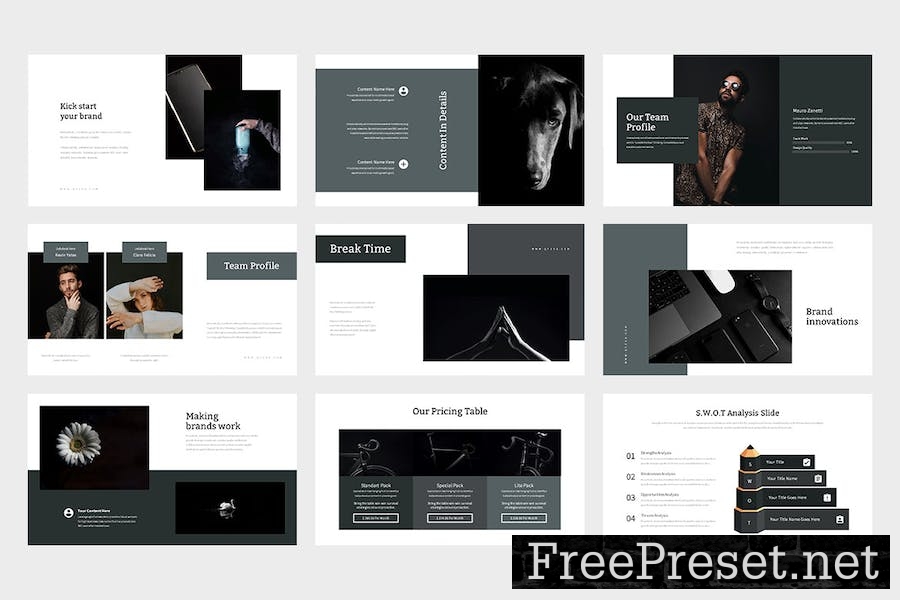 Qyzoa : Pitch Deck Black Google Slides Template E3NTSU3