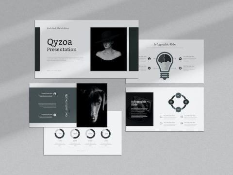 Qyzoa : Pitch Deck Black Google Slides Template E3NTSU3