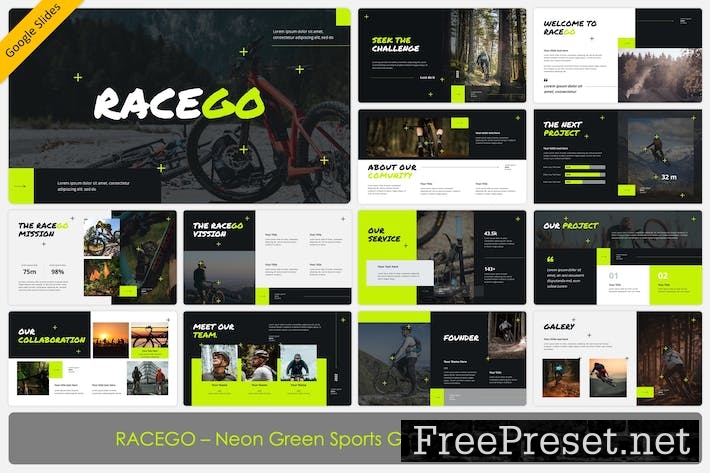 Racego - Neon Green Sports Google Slides Template