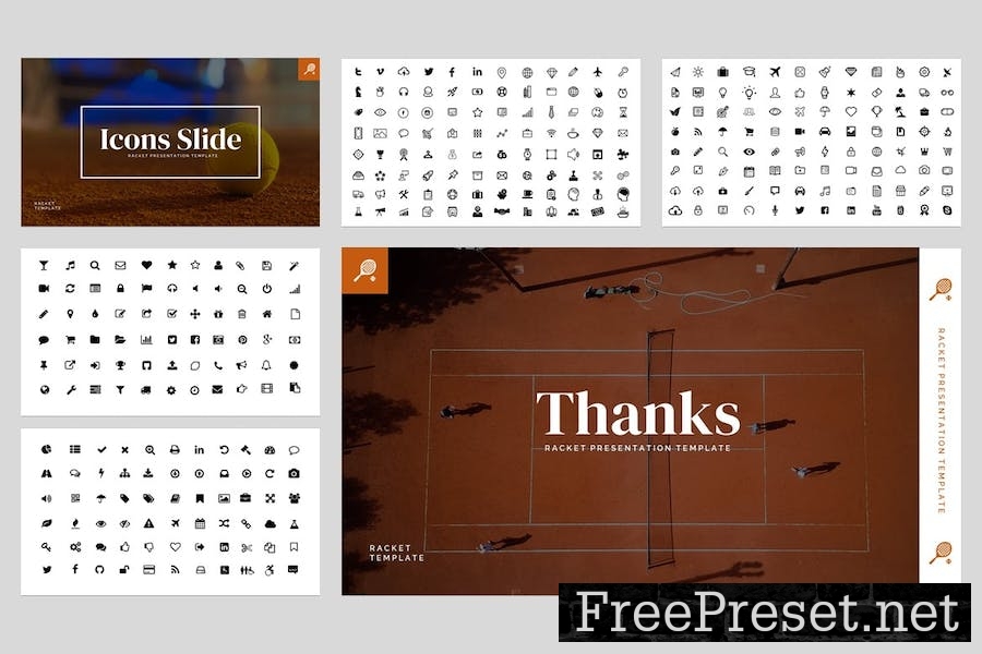 Racket - Sport Badminton Google Slides Template 7222YD4