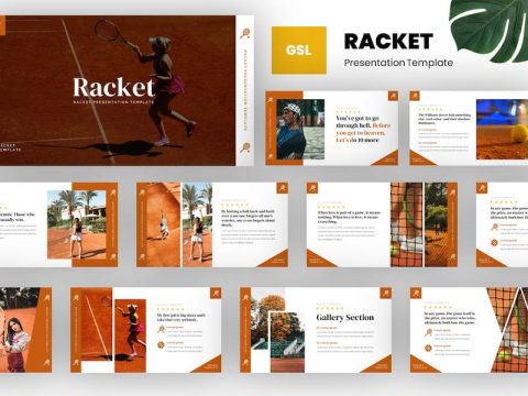 Racket - Sport Badminton Google Slides Template 7222YD4