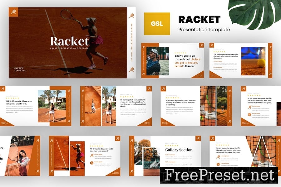 Racket - Sport Badminton Google Slides Template 7222YD4