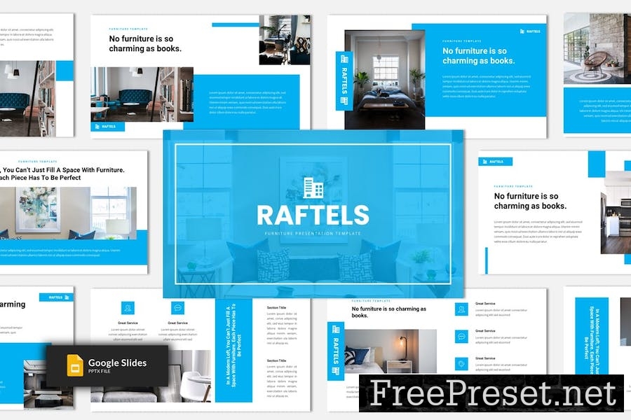 Raftels - Furniture Google Slides Template G7D87MG