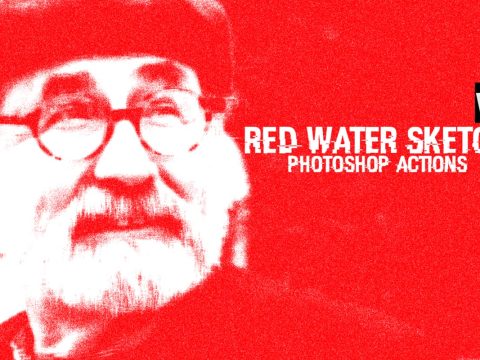 Red Water Sketch Actions for Photoshop