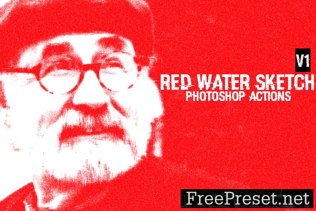 Red Water Sketch Actions for Photoshop