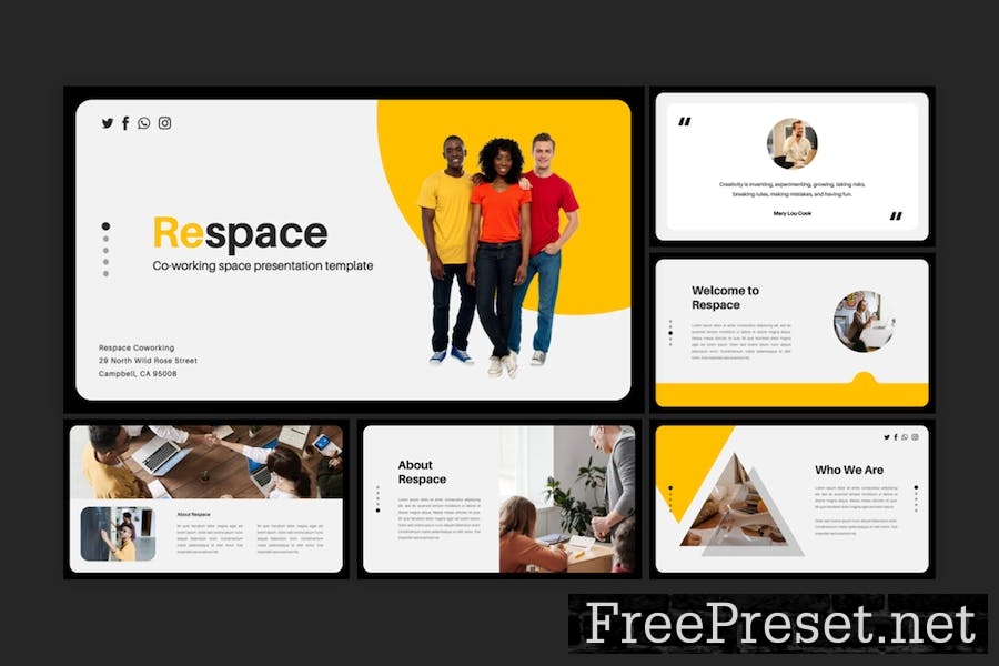 Respace - Coworking Space Google Slides Template