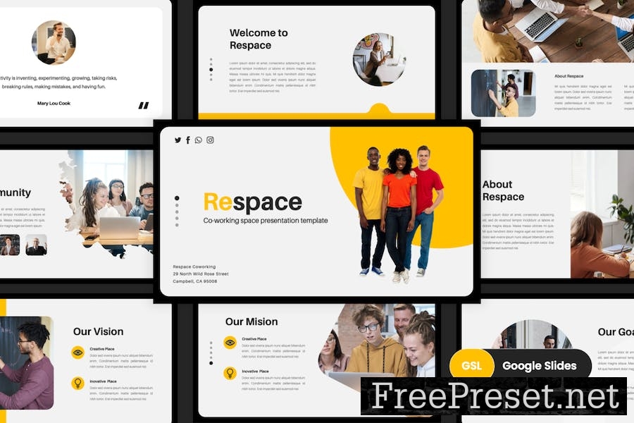 Respace - Coworking Space Google Slides Template