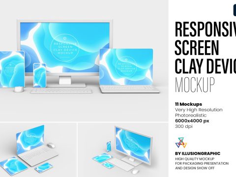 Responsive Screen Clay Device Mockup 10238383