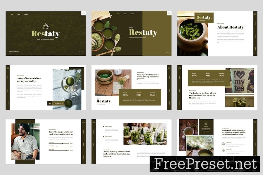 Restaty - Organic Tea Shop Google Slides Template UFPH5AM