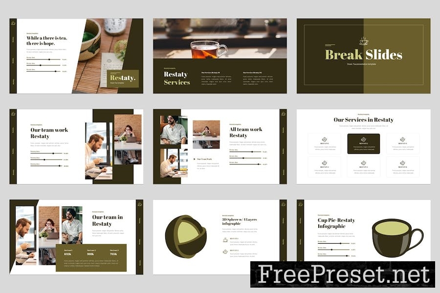 Restaty - Organic Tea Shop Google Slides Template UFPH5AM