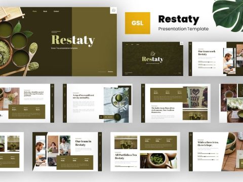 Restaty - Organic Tea Shop Google Slides Template UFPH5AM