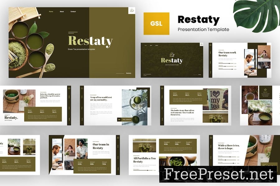 Restaty - Organic Tea Shop Google Slides Template UFPH5AM