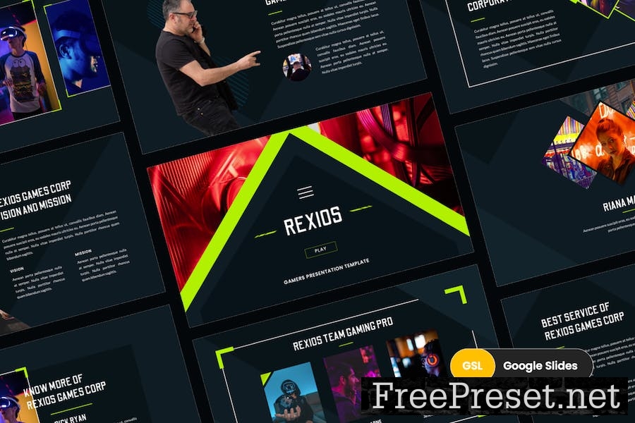 Rexios - Gaming Business Google Slides Template NBBW2Z3