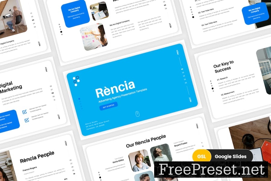 Rència - Advertising Agency Google Slides WSDLFGE