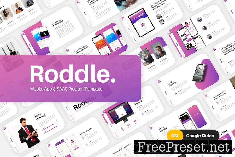 Roddle - Mobile App & SAAS Google Slides Template 2FREBFT