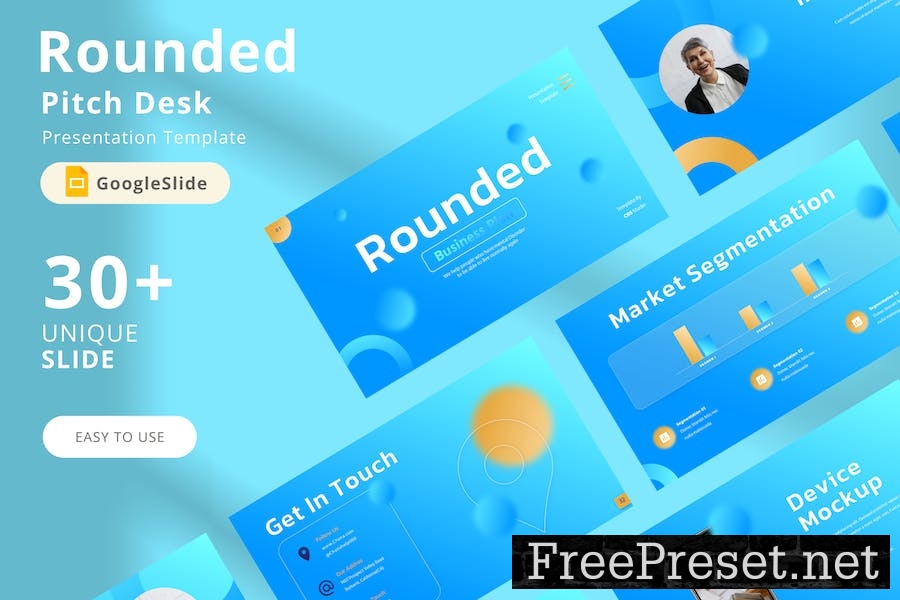 Rounded Google Slide Pitch Deck Presentation BGE8XQS