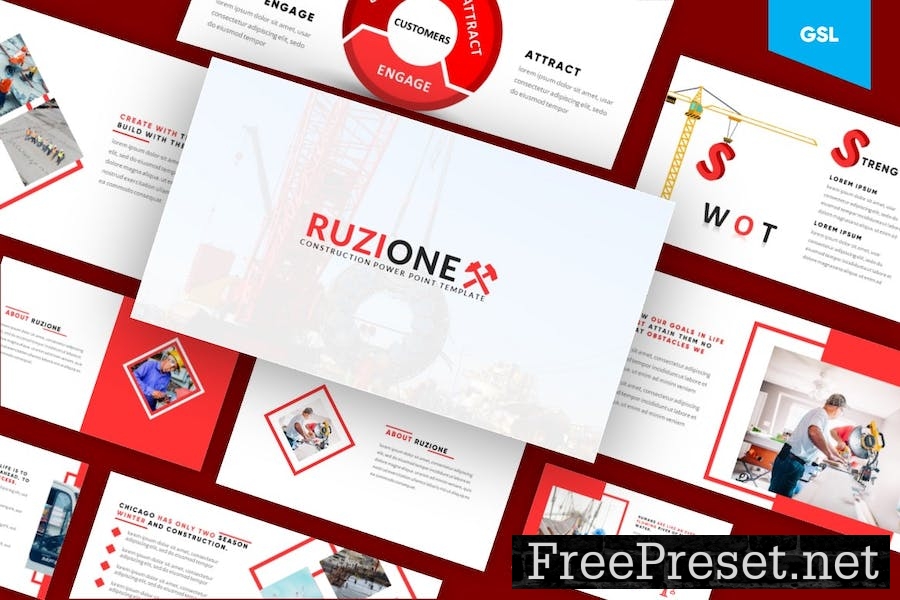 Ruzione - Construction Google Slides Template AWBT6MA