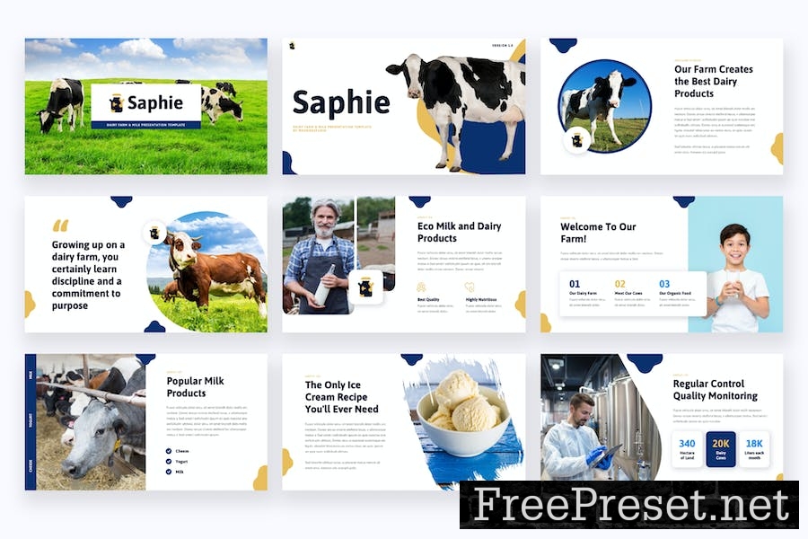 Saphie - Dairy Farm & Milk Google Slides Template RAMJR4P