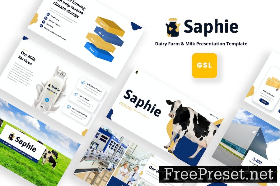 Saphie - Dairy Farm & Milk Google Slides Template RAMJR4P