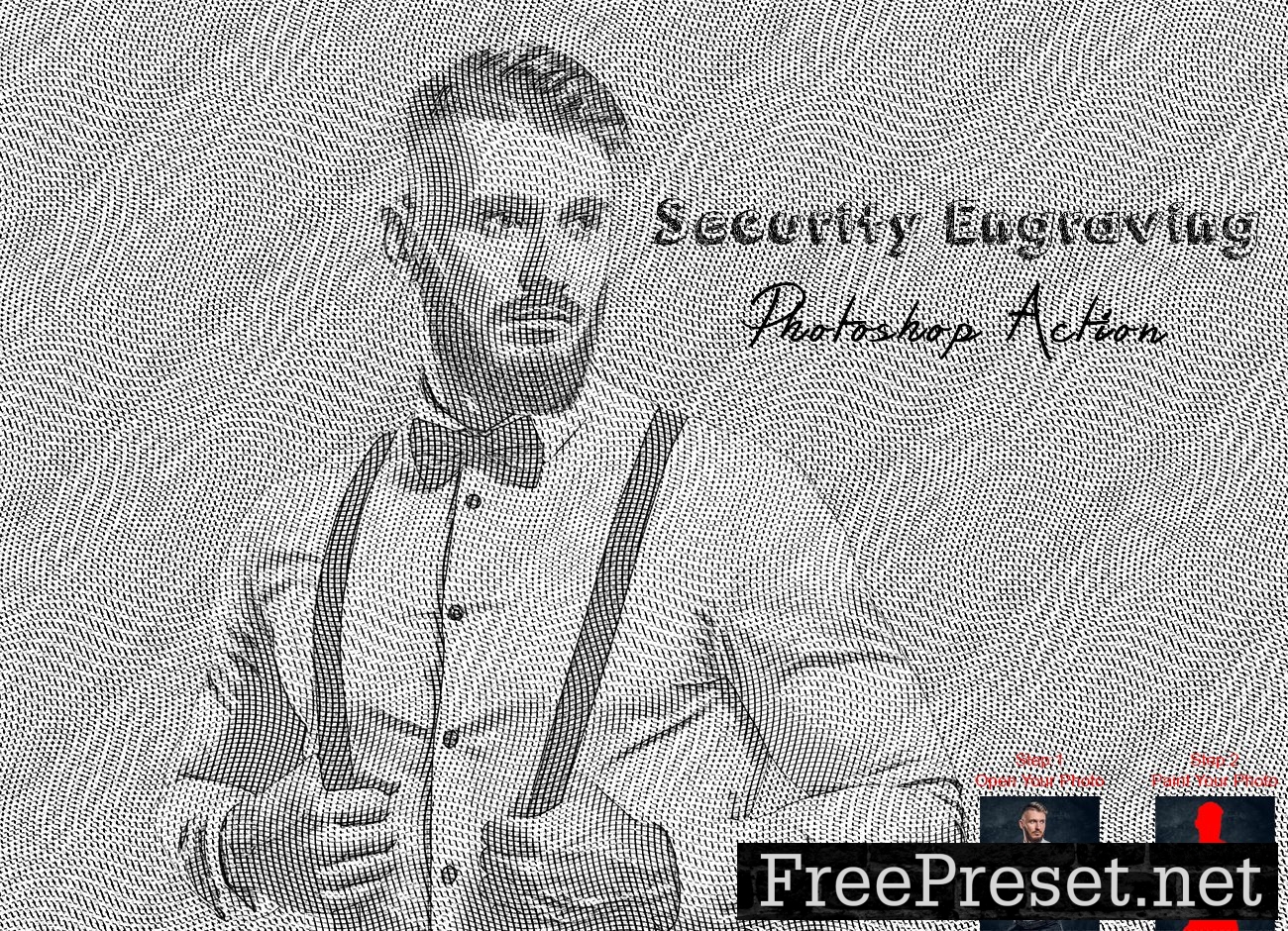 Security Engraving Photoshop Action 10301276