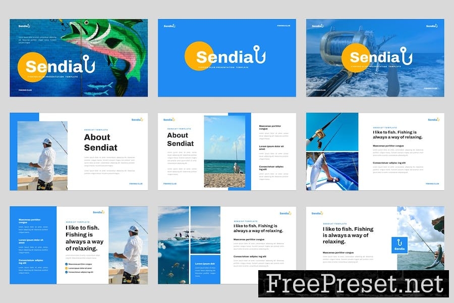 Sendiat - Fishing Club Google Slides Template Y2RTZ7T