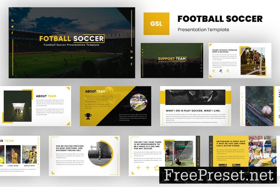 Soccer & Football Club Google Slides Template DT28UPQ