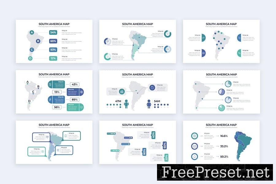 South America Map Google Slides Infographics R58HSG9