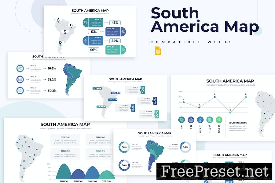 South America Map Google Slides Infographics R58HSG9