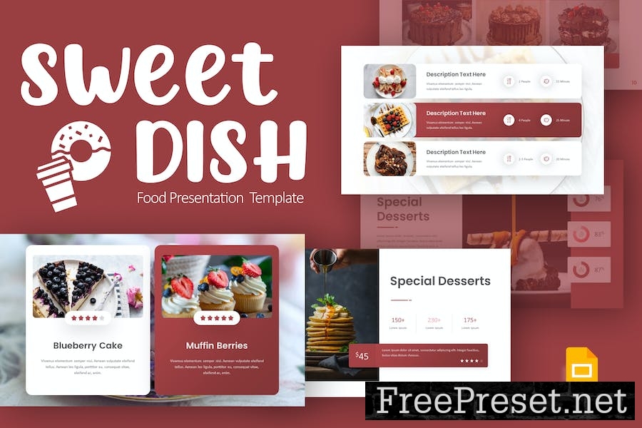 Sweet Dish Maroon Modern Food Google Slides S8BP56K