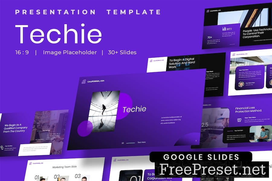 Techie - Creative Online Company Google slides R8VACPC